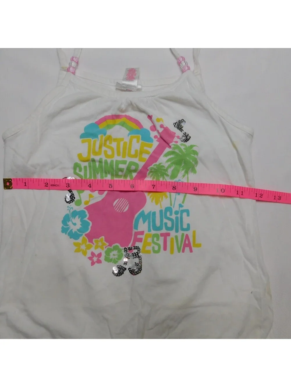 Justice Girls Dress Size XS 6 White Summer Music Festival Cami Drop Waist Pocket